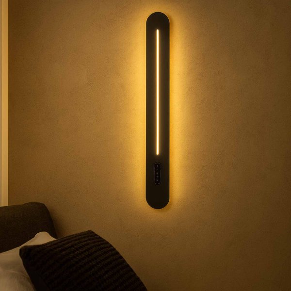 Applique LED tactile Sannix noire 80 cm, applique linéaire extra longue noire
